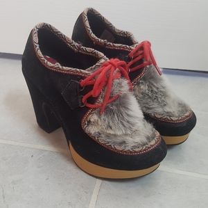 Rocket Dog heels with fake fur